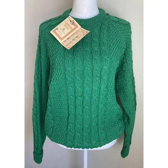 NWT Carraig Donn Sweater Ireland Kelly Green Wool Large L New - Picture 1 of 6